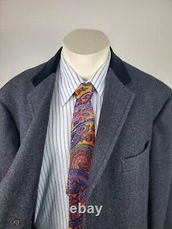 Vintage Polo By Ralph Lauren Paddock Overcoat Men 46 Herringbone Wool Italy
