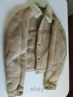 Vintage Polo By Ralph Lauren Rrl Leather Shearling Sheepskin Bomber Style Jacket