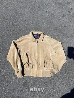 Vintage Polo By Ralph Lauren Suede Bomber Jacket Large