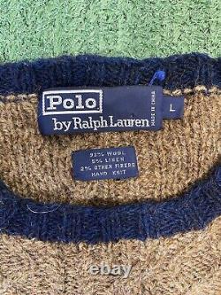 Vintage Polo By Ralph Lauren Sweater Ski Wool Crewneck Hand Knit Size Large