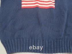 Vintage Polo Country Ralph Lauren American Flag USA Sweater Men XL Blue Pullover