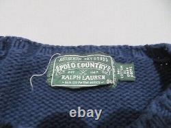 Vintage Polo Country Ralph Lauren American Flag USA Sweater Men XL Blue Pullover