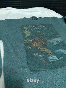 Vintage Polo Country Ralph Lauren Wool Sweater Sportsman Fish Brown Green XL