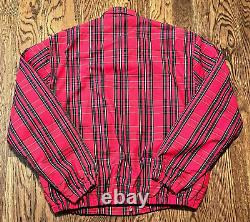 Vintage Polo Jacket Medium Ralph Lauren Plaid Tartan Baracuta Fleece Lined 90s