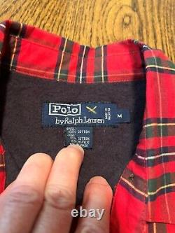 Vintage Polo Jacket Medium Ralph Lauren Plaid Tartan Baracuta Fleece Lined 90s