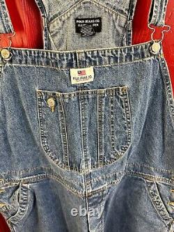 Vintage Polo Jeans Co Ralph Lauren Dungaree Denim Overalls Bibs Size XL Mens