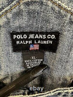 Vintage Polo Jeans Co Ralph Lauren Dungaree Denim Overalls Bibs Size XL Mens