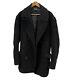Vintage Polo Ralph Lauren Black Wool Pea Coat Jacket Large Sz Xl Double Breasted