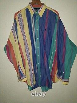 Vintage Polo Ralph Button Down Shirt Colorful Colorblock Men's XL Block Stripe