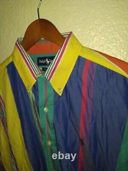 Vintage Polo Ralph Button Down Shirt Colorful Colorblock Men's XL Block Stripe