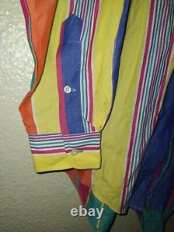 Vintage Polo Ralph Button Down Shirt Colorful Colorblock Men's XL Block Stripe