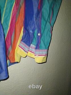 Vintage Polo Ralph Button Down Shirt Colorful Colorblock Men's XL Block Stripe