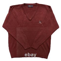Vintage Polo Ralph Lauren 100% Pure Cashmere Sweater Red Golf Shield Mens Medium