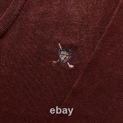 Vintage Polo Ralph Lauren 100% Pure Cashmere Sweater Red Golf Shield Mens Medium