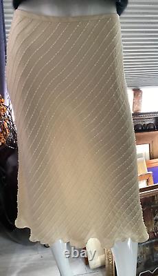 Vintage Polo Ralph Lauren 100% Silk Skirt Sz 2P Beaded 80's
