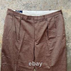 Vintage Polo Ralph Lauren 42x30 Wool Cotton Tweed Brown Trouser Dress Pants