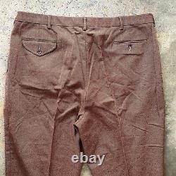 Vintage Polo Ralph Lauren 42x30 Wool Cotton Tweed Brown Trouser Dress Pants