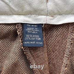 Vintage Polo Ralph Lauren 42x30 Wool Cotton Tweed Brown Trouser Dress Pants