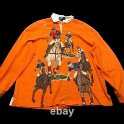 Vintage Polo Ralph Lauren 5 Horseman Equestrian Rugby Polo Shirt Sz L RARE