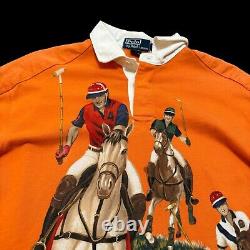 Vintage Polo Ralph Lauren 5 Horseman Equestrian Rugby Polo Shirt Sz L RARE