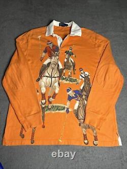 Vintage Polo Ralph Lauren 5 Horseman Equestrian Rugby Polo Shirt Sz M RARE