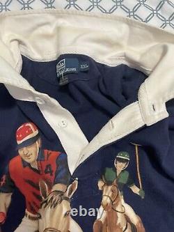 Vintage Polo Ralph Lauren 5 Horseman Rugby Shirt Navy Size Xxl
