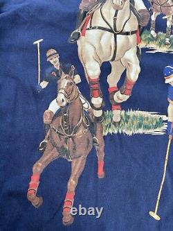 Vintage Polo Ralph Lauren 5 Horsemen Navy Shirt Mens Size XL Horse Rugby Pony