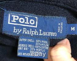 Vintage Polo Ralph Lauren 90s Wool Bomber Jacket Medium Reversible Pockets Snap