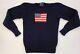 Vintage Polo Ralph Lauren American Flag Blue Knit Sweater Small 100% Cotton