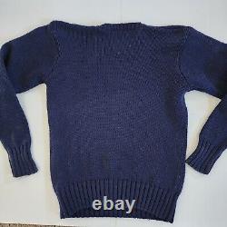 Vintage Polo Ralph Lauren American Flag Blue Knit Sweater Small 100% Cotton