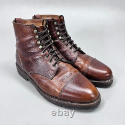 Vintage Polo Ralph Lauren Ankle Boots, Pebbled Leather, Cap Toe, Made in Taiwan