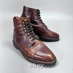 Vintage Polo Ralph Lauren Ankle Boots, Pebbled Leather, Cap Toe, Made in Taiwan