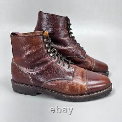 Vintage Polo Ralph Lauren Ankle Boots, Pebbled Leather, Cap Toe, Made in Taiwan