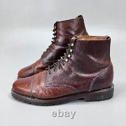 Vintage Polo Ralph Lauren Ankle Boots, Pebbled Leather, Cap Toe, Made in Taiwan