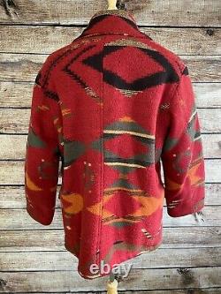 Vintage Polo Ralph Lauren Aztec Mackinaw Shawl Collar Coat M USA Made Wool