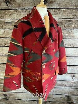 Vintage Polo Ralph Lauren Aztec Mackinaw Shawl Collar Coat M USA Made Wool