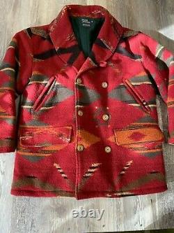 Vintage Polo Ralph Lauren Aztec Mackinaw Shawl Collar Coat M USA Made Wool