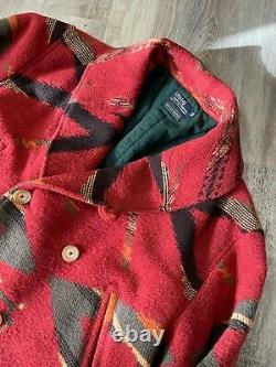 Vintage Polo Ralph Lauren Aztec Mackinaw Shawl Collar Coat M USA Made Wool