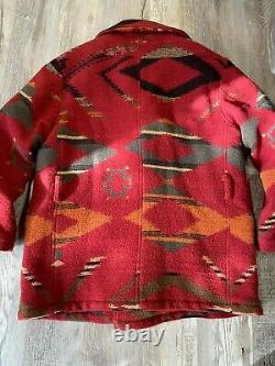 Vintage Polo Ralph Lauren Aztec Mackinaw Shawl Collar Coat M USA Made Wool