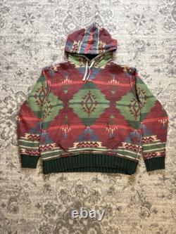 Vintage Polo Ralph Lauren Aztec Southwest Pattern Hoodie Lined Rare RL Native