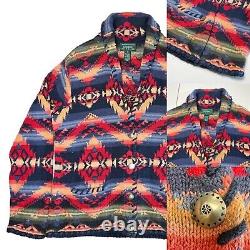 Vintage Polo Ralph Lauren Aztec Western Navajo Hand Knit Sweater Sz L VTG RARE