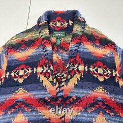 Vintage Polo Ralph Lauren Aztec Western Navajo Hand Knit Sweater Sz L VTG RARE