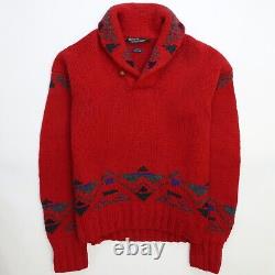 Vintage Polo Ralph Lauren Aztec Wool Knit Sweater Size Medium Red
