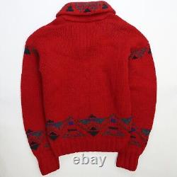 Vintage Polo Ralph Lauren Aztec Wool Knit Sweater Size Medium Red