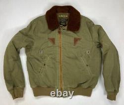 Vintage Polo Ralph Lauren B-15A Fur Collar Bomber Jacket Men Medium Green