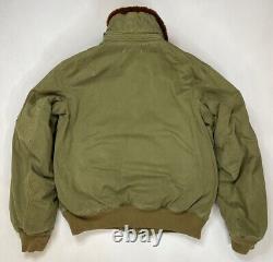 Vintage Polo Ralph Lauren B-15A Fur Collar Bomber Jacket Men Medium Green