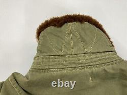 Vintage Polo Ralph Lauren B-15A Fur Collar Bomber Jacket Men Medium Green