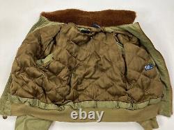 Vintage Polo Ralph Lauren B-15A Fur Collar Bomber Jacket Men Medium Green