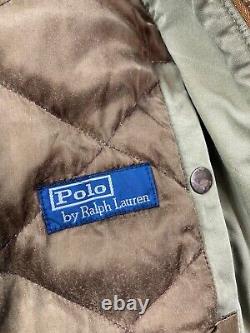 Vintage Polo Ralph Lauren B-15A Fur Collar Bomber Jacket Men Medium Green