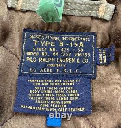 Vintage Polo Ralph Lauren B-15A Fur Collar Bomber Jacket Men Medium Green